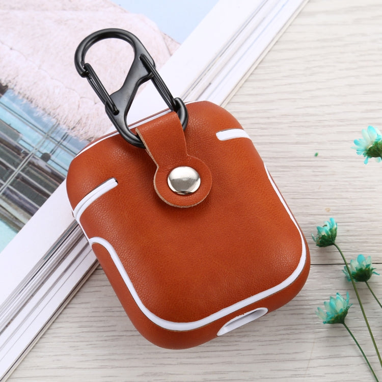 For Apple AirPods 1 / 2 Sheepskin Texture Microfiber Earphone Protective Case with Hook