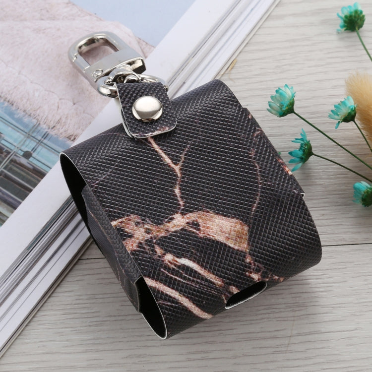 For Apple AirPods 1 / 2 Marble Texture Microfiber Earphone Protective Case with Hook