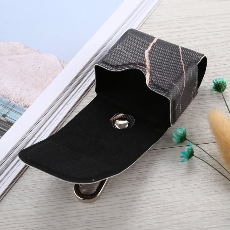 For Apple AirPods 1 / 2 Marble Texture Microfiber Earphone Protective Case with Hook