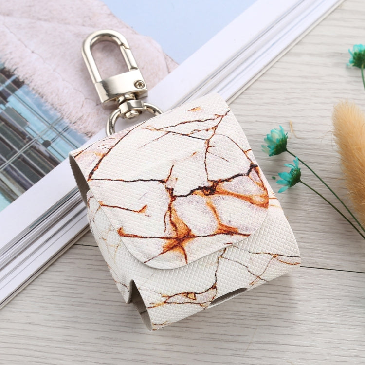 For Apple AirPods 1 / 2 Marble Texture Microfiber Earphone Protective Case with Hook