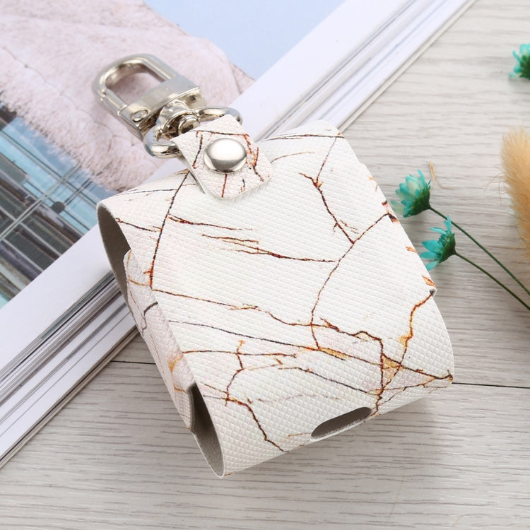 For Apple AirPods 1 / 2 Marble Texture Microfiber Earphone Protective Case with Hook