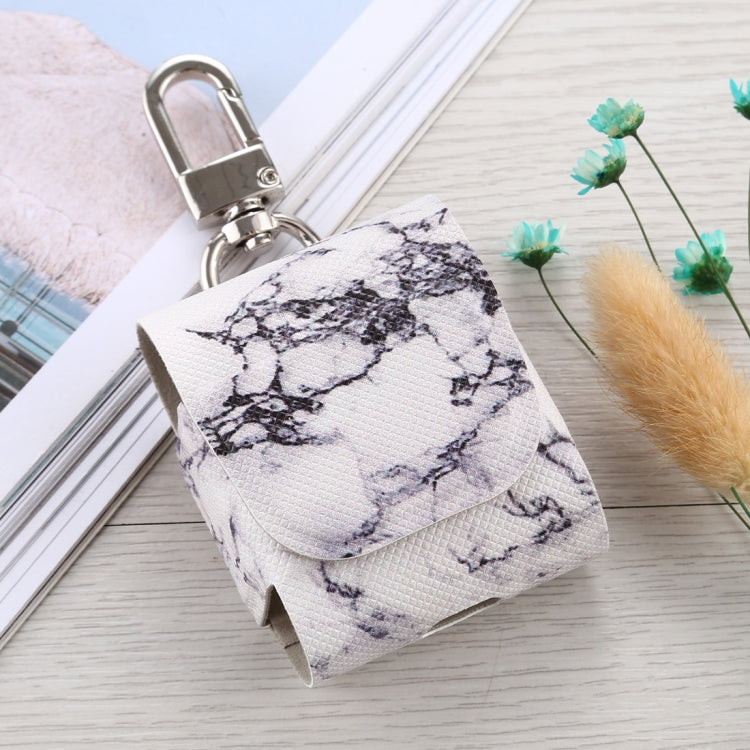 For Apple AirPods 1 / 2 Marble Texture Microfiber Earphone Protective Case with Hook