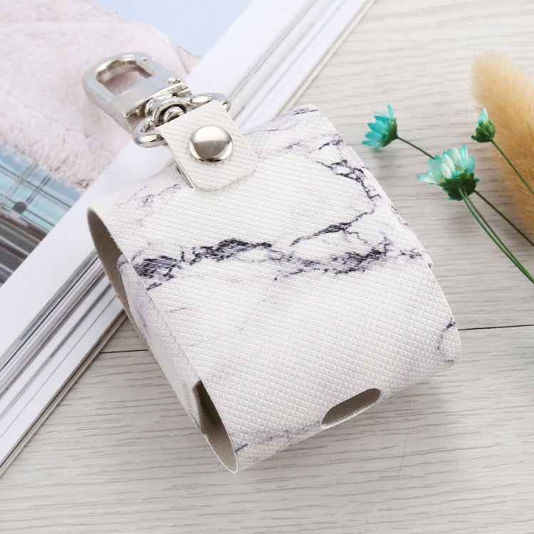 For Apple AirPods 1 / 2 Marble Texture Microfiber Earphone Protective Case with Hook