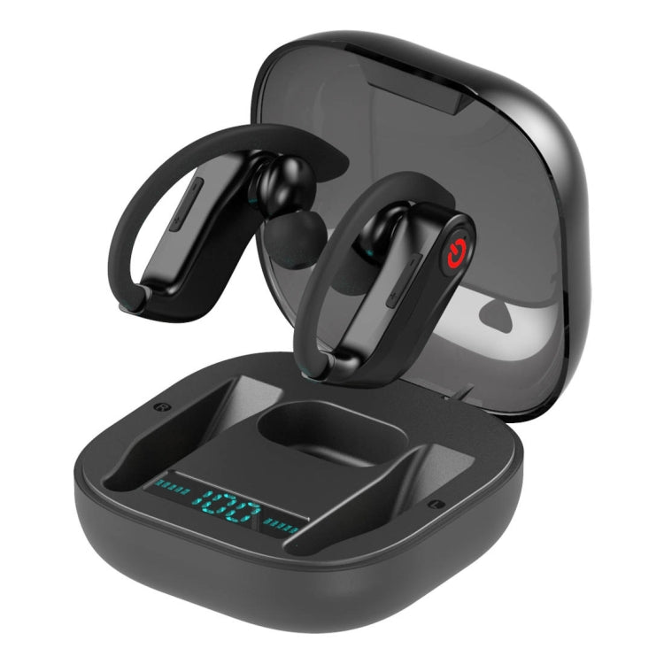 HBQ-Q62 TWS Bluetooth 5.0 Wireless Stereo Bluetooth Earphone with Charging Box & Digital LED Light, Support Siri(Black)