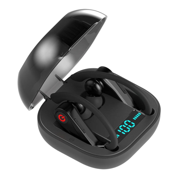 HBQ-Q62 TWS Bluetooth 5.0 Wireless Stereo Bluetooth Earphone with Charging Box & Digital LED Light, Support Siri(Black)