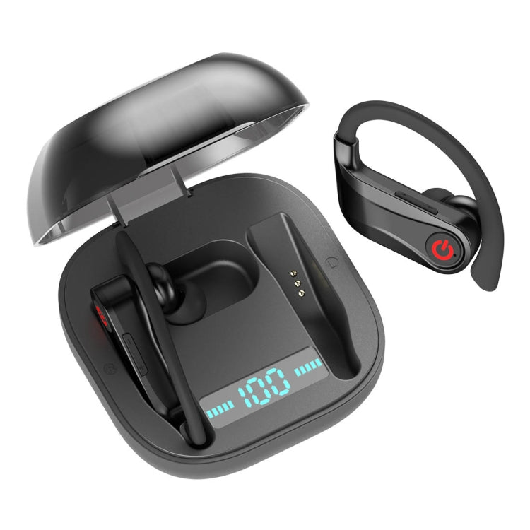 HBQ-Q62 TWS Bluetooth 5.0 Wireless Stereo Bluetooth Earphone with Charging Box & Digital LED Light, Support Siri(Black)