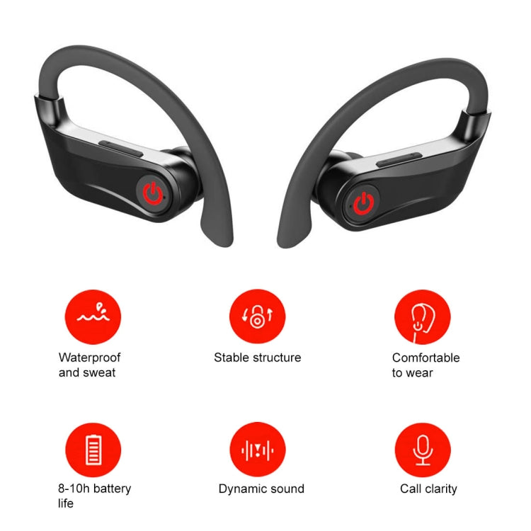 HBQ-Q62 TWS Bluetooth 5.0 Wireless Stereo Bluetooth Earphone with Charging Box & Digital LED Light, Support Siri(Black)