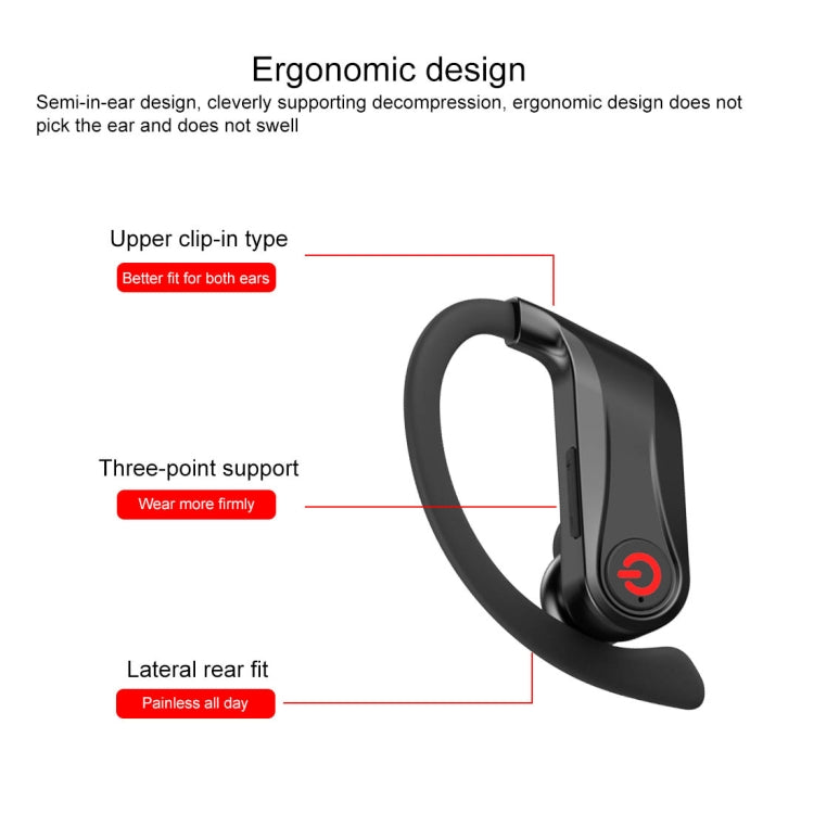 HBQ-Q62 TWS Bluetooth 5.0 Wireless Stereo Bluetooth Earphone with Charging Box & Digital LED Light, Support Siri(Black)