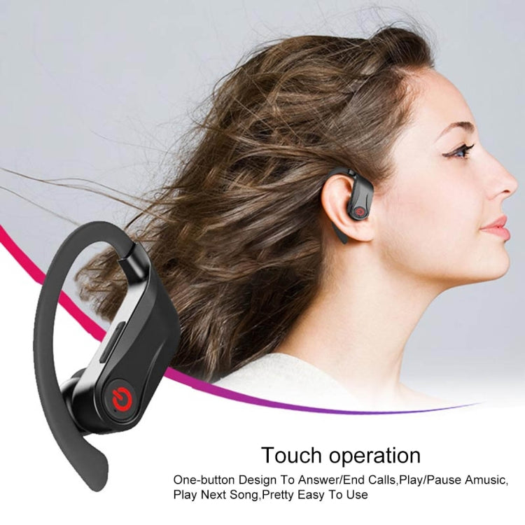 HBQ-Q62 TWS Bluetooth 5.0 Wireless Stereo Bluetooth Earphone with Charging Box & Digital LED Light, Support Siri(Black)