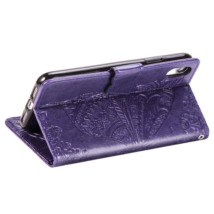 For iPhone X Butterfly Love Flowers Embossing Horizontal Flip Leather Case with Holder & Card Slots & Wallet & Lanyard