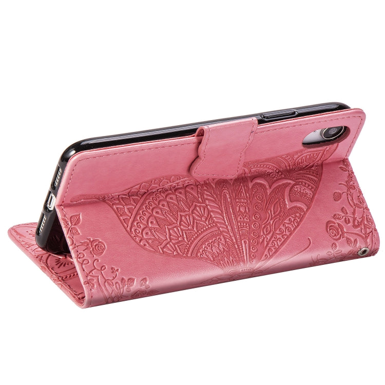 For iPhone X Butterfly Love Flowers Embossing Horizontal Flip Leather Case with Holder & Card Slots & Wallet & Lanyard