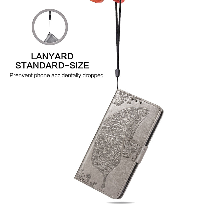 For iPhone X Butterfly Love Flowers Embossing Horizontal Flip Leather Case with Holder & Card Slots & Wallet & Lanyard