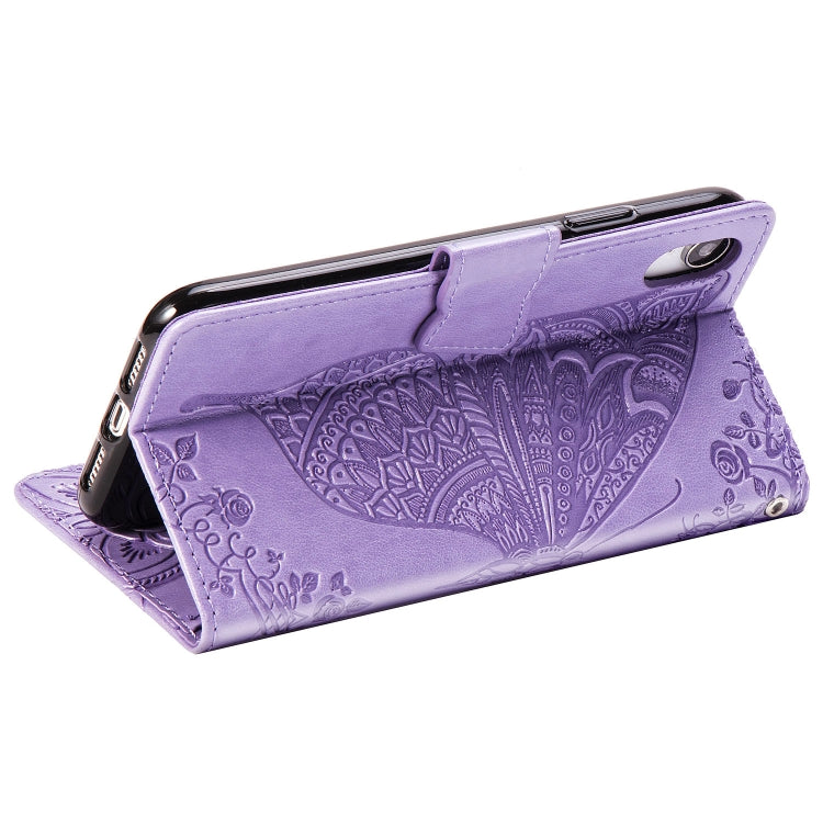 For iPhone X Butterfly Love Flowers Embossing Horizontal Flip Leather Case with Holder & Card Slots & Wallet & Lanyard