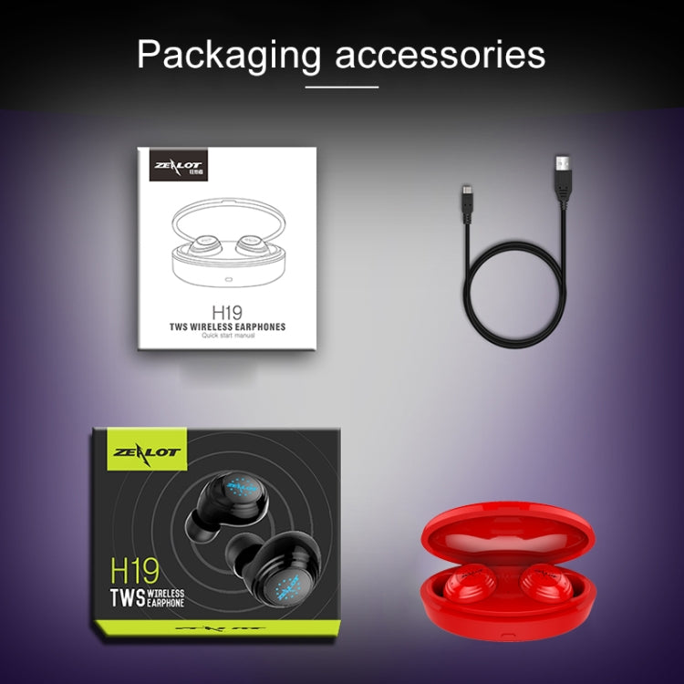ZEALOT H19 TWS Bluetooth 5.0 Touch Wireless Bluetooth Earphone with Magnetic Charging Box, Support HD Call & Bluetooth Automatic Connection