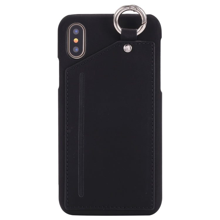 For iPhone X / XS Retro Business Style PC + PU Leather Case with Card Slots & Hanging Ring