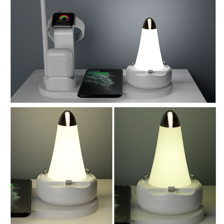 WS7 10W 2 USB Ports + USB-C / Type-C Port Multi-function Desk Lamp + Qi Wireless Charging Charger