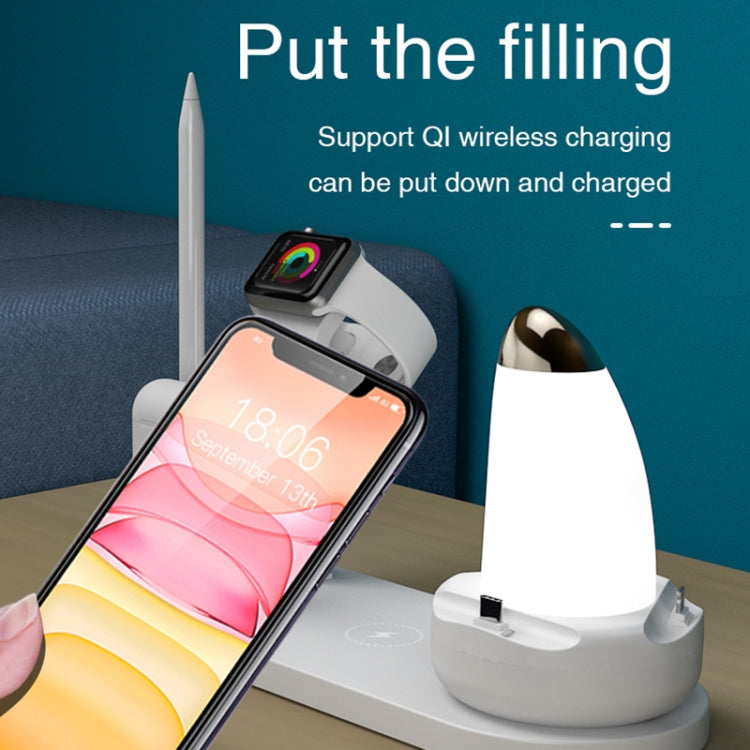 WS7 10W 2 USB Ports + USB-C / Type-C Port Multi-function Desk Lamp + Qi Wireless Charging Charger