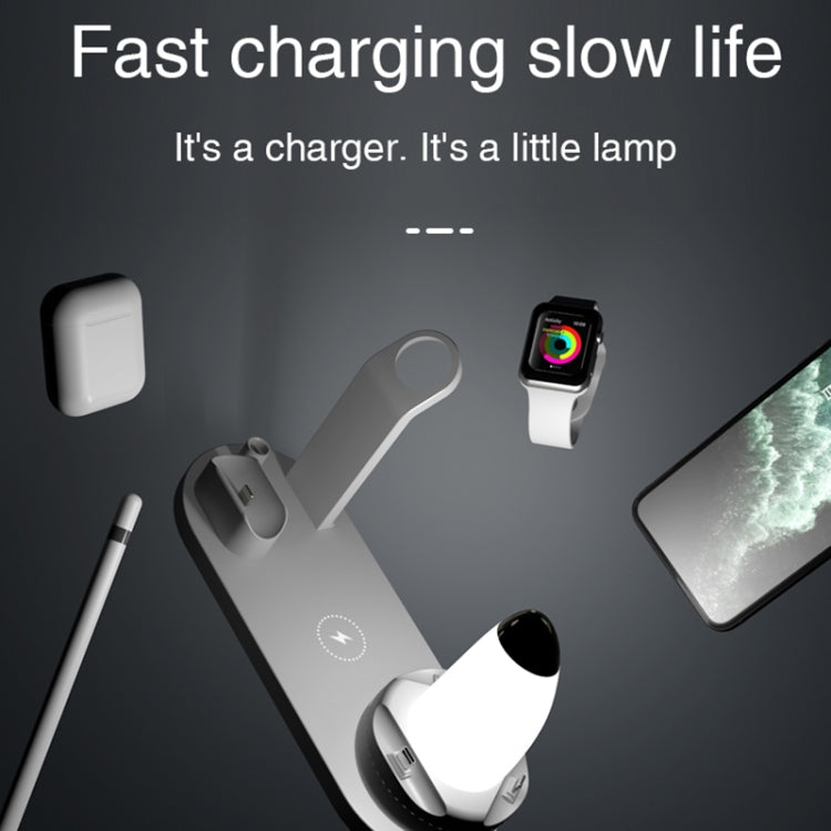 WS7 10W 2 USB Ports + USB-C / Type-C Port Multi-function Desk Lamp + Qi Wireless Charging Charger
