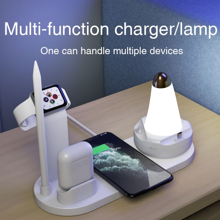 WS7 10W 2 USB Ports + USB-C / Type-C Port Multi-function Desk Lamp + Qi Wireless Charging Charger