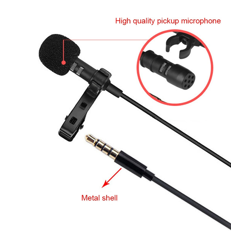 1.5m Lavalier Wired Recording Microphone Mobile Phone Karaoke Mic(Black)