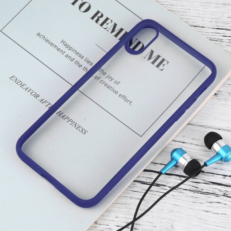 For iPhone X / XS Shockproof Pure Color Border Acrylic + TPU Protective Case (Blue)