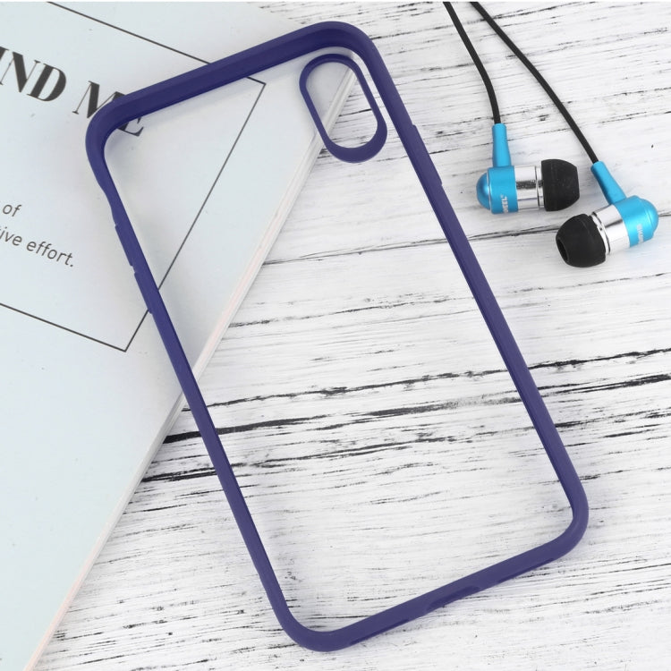 For iPhone X / XS Shockproof Pure Color Border Acrylic + TPU Protective Case (Blue)