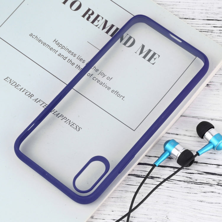 For iPhone X / XS Shockproof Pure Color Border Acrylic + TPU Protective Case (Blue)