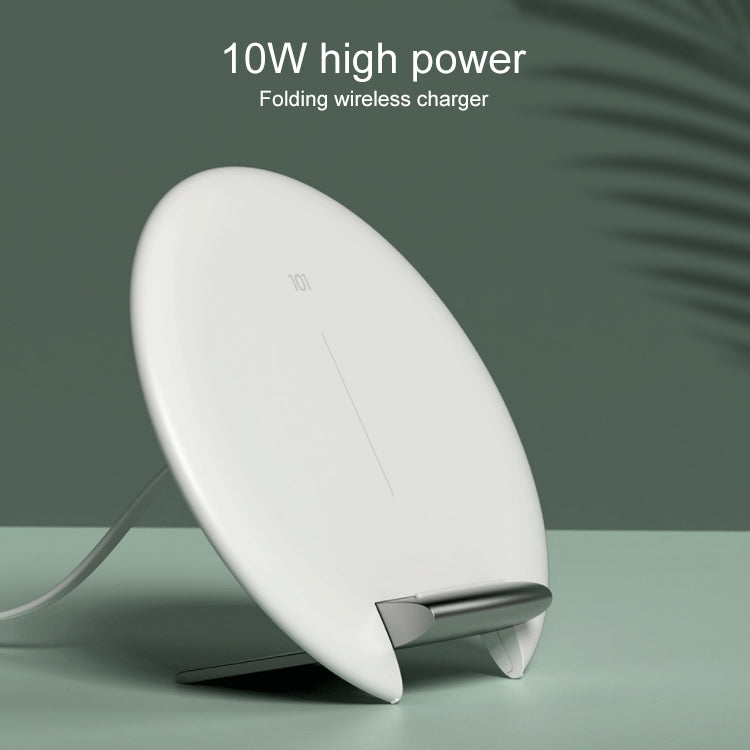 3life-101 10W 9V 5A Ultra-thin Round Wireless Charging Mobile Phone Folding Bracket QI Fast Charging (White)