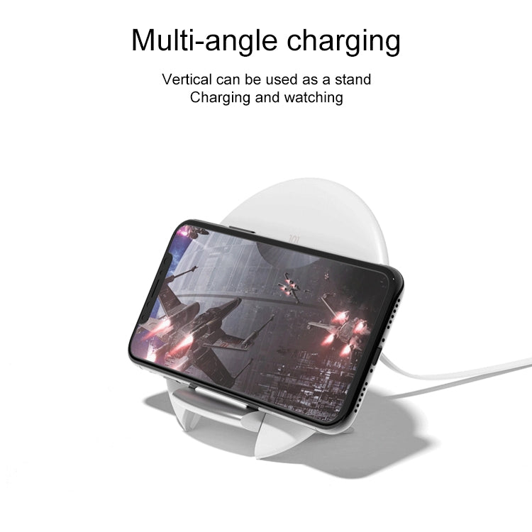 3life-101 10W 9V 5A Ultra-thin Round Wireless Charging Mobile Phone Folding Bracket QI Fast Charging (White)