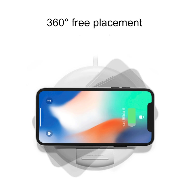 3life-101 10W 9V 5A Ultra-thin Round Wireless Charging Mobile Phone Folding Bracket QI Fast Charging (White)