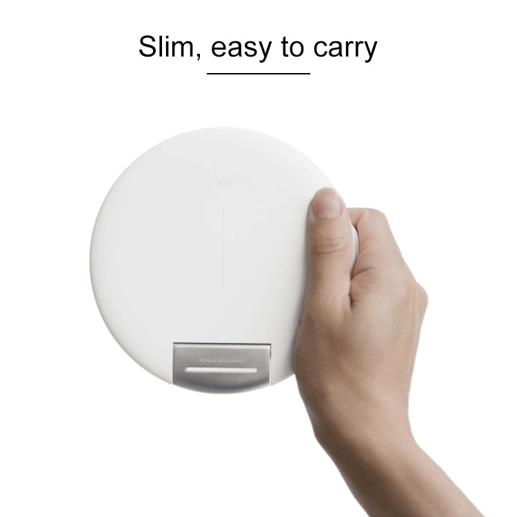 3life-101 10W 9V 5A Ultra-thin Round Wireless Charging Mobile Phone Folding Bracket QI Fast Charging (White)