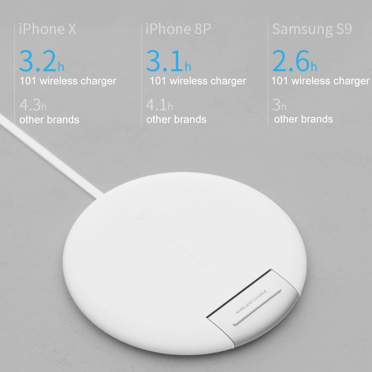 3life-101 10W 9V 5A Ultra-thin Round Wireless Charging Mobile Phone Folding Bracket QI Fast Charging (White)