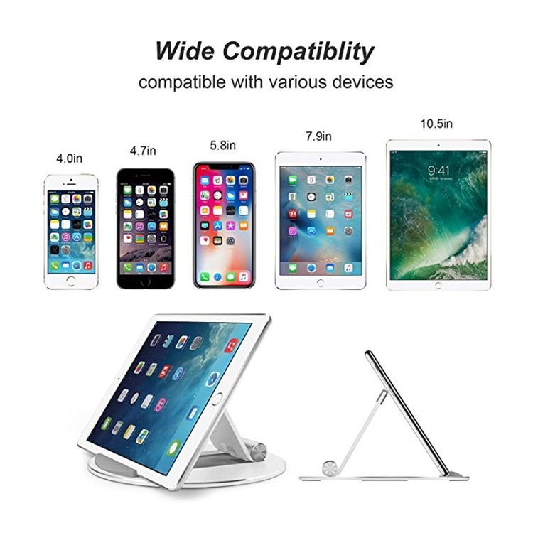 Universal Portable Folding Aluminum Alloy Desktop Bracket Holder for 4-13 inch Mobile Phone / Tablet(Silver)