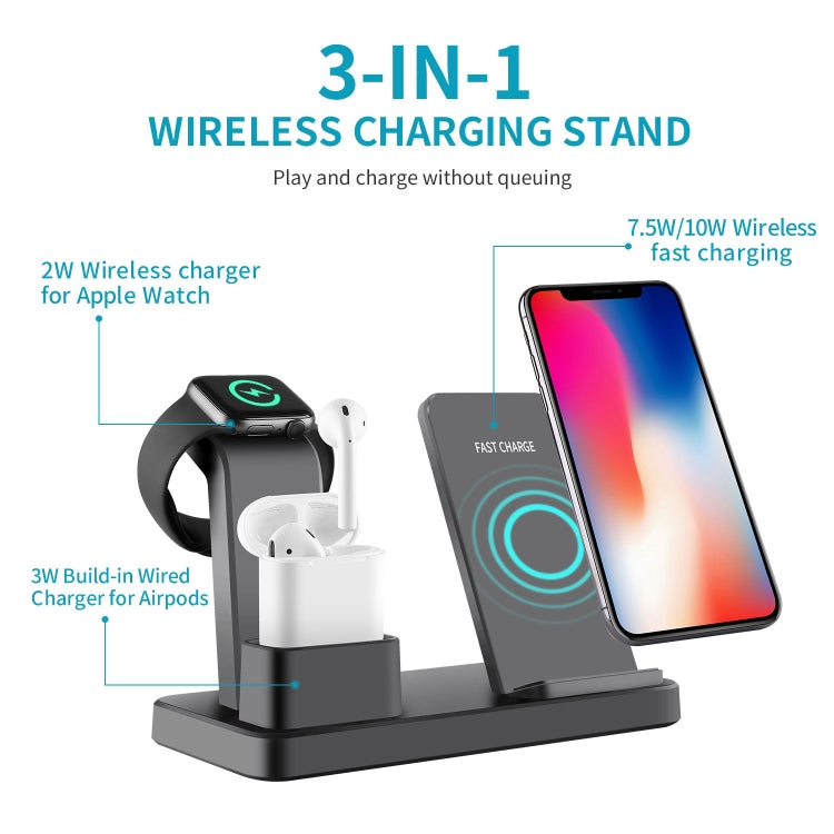 Q12 3 in 1 Quick Wireless Charger for iPhone, Apple Watch, AirPods and other Android Smart Phones