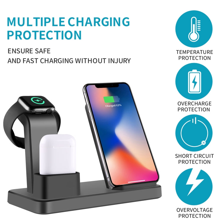 Q12 3 in 1 Quick Wireless Charger for iPhone, Apple Watch, AirPods and other Android Smart Phones