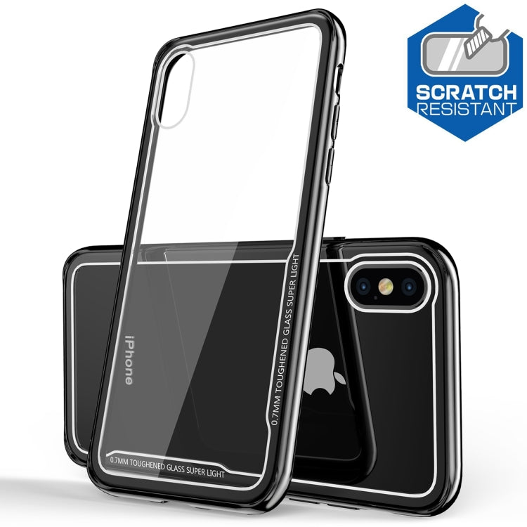 For iPhone X Electroplated Frame Toughened Glass Case (Black)