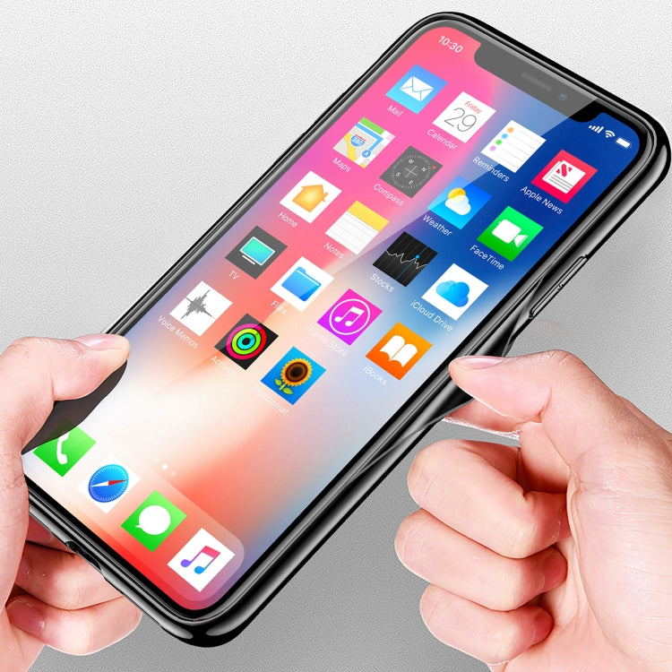 For iPhone X Electroplated Frame Toughened Glass Case (Black)