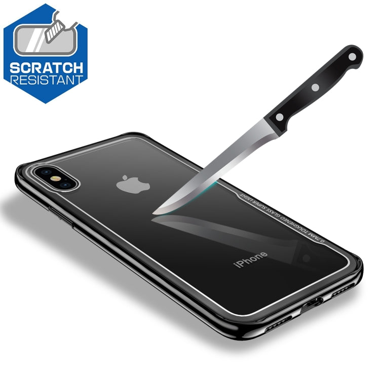 For iPhone X Electroplated Frame Toughened Glass Case (Black)
