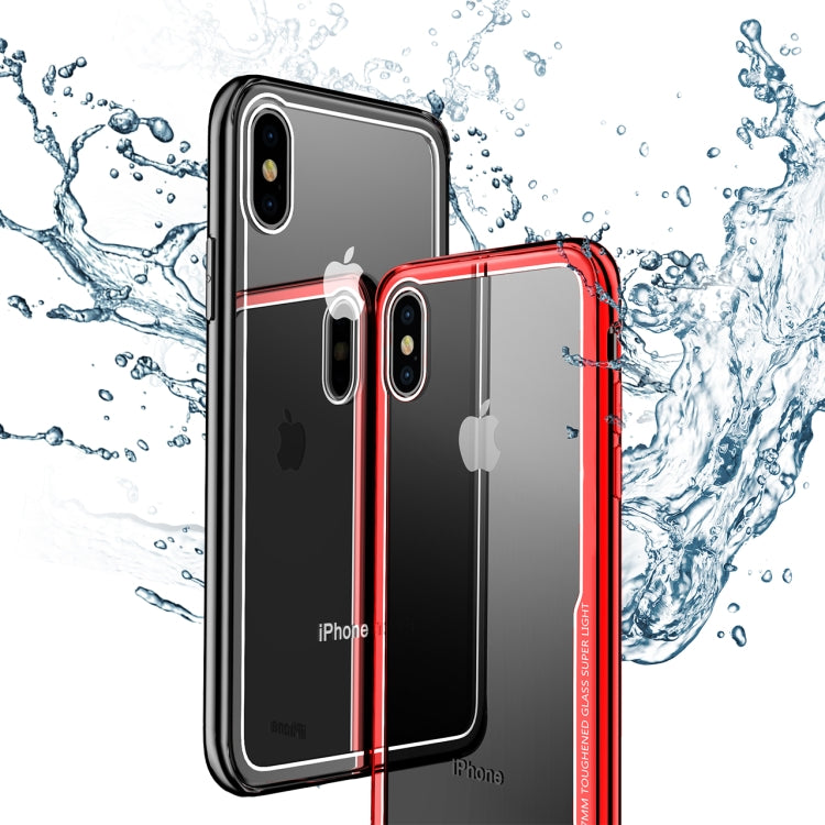 For iPhone X Electroplated Frame Toughened Glass Case (Black)