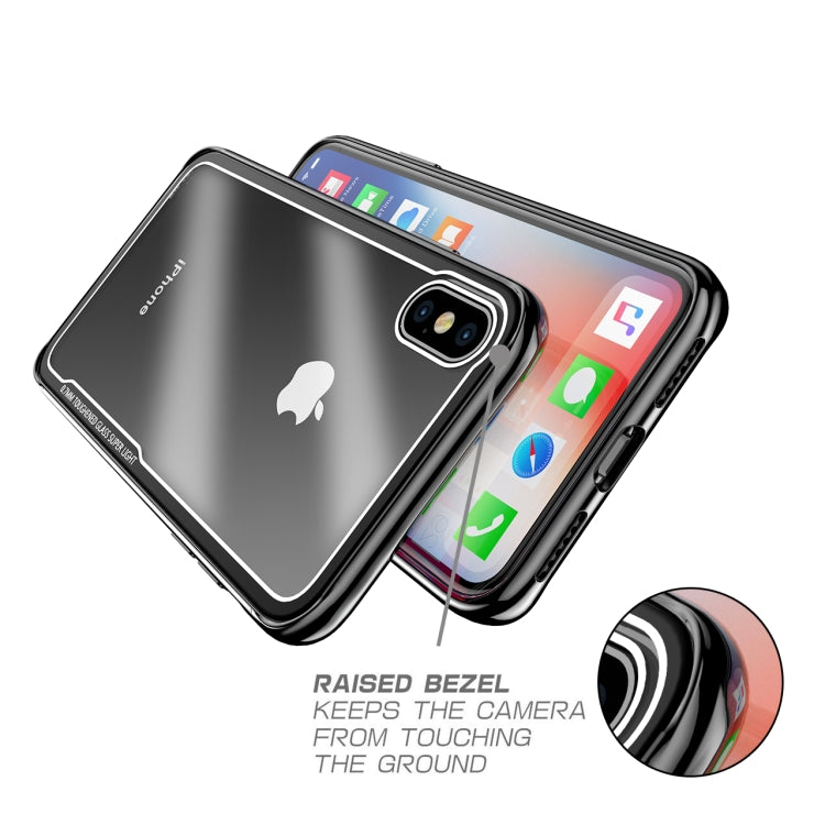 For iPhone X Electroplated Frame Toughened Glass Case (Black)