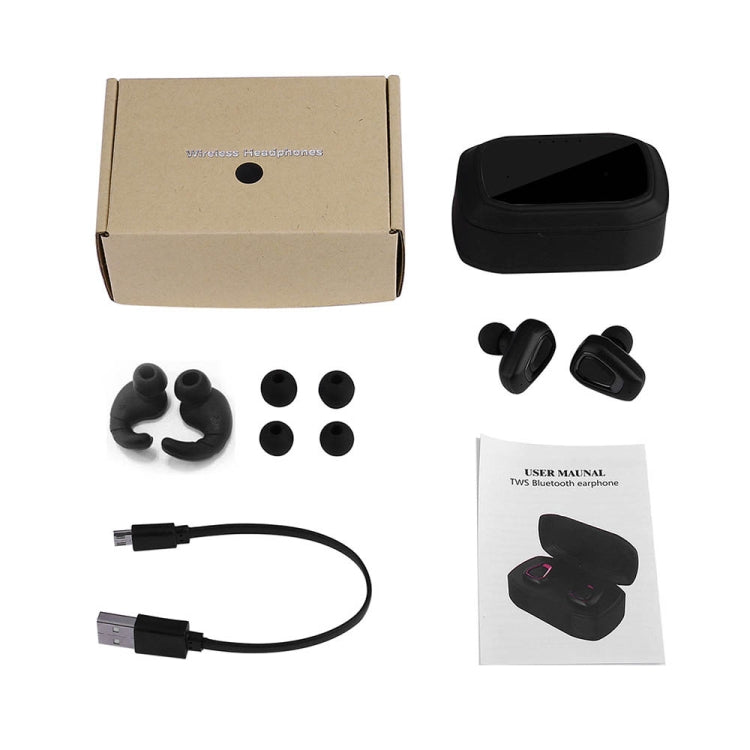 A7 TWS Bluetooth 5.0 Twin Wireless Bluetooth Earphone with Charging Box, Support Call(Black)