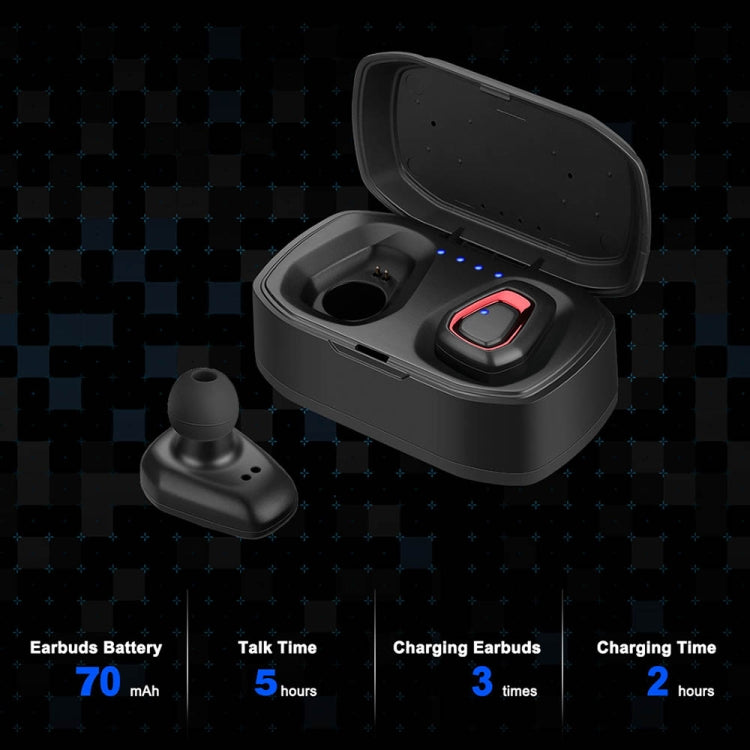 A7 TWS Bluetooth 5.0 Twin Wireless Bluetooth Earphone with Charging Box, Support Call(Black)