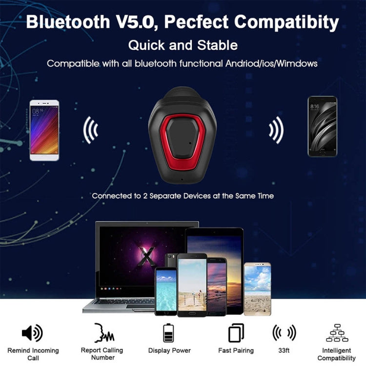 A7 TWS Bluetooth 5.0 Twin Wireless Bluetooth Earphone with Charging Box, Support Call(Black)