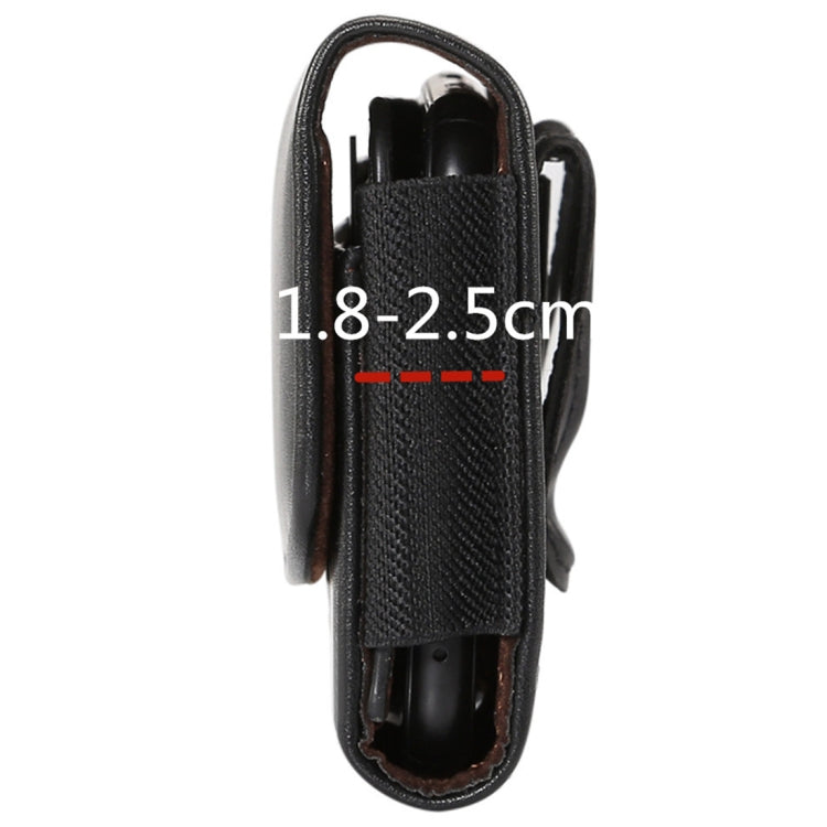 Lambskin Elastic Band Men 5.2 Inch Mobile Phone Universal Hanging Waist Leather Case with Card Slot(Black)