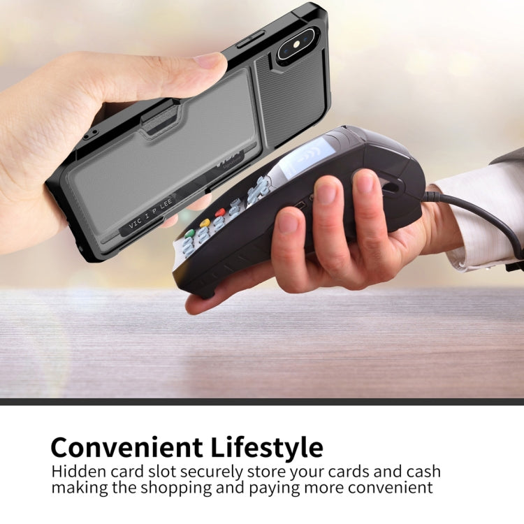 For iPhone X / XS Shockproof Magnetic PC Case with Card Slot