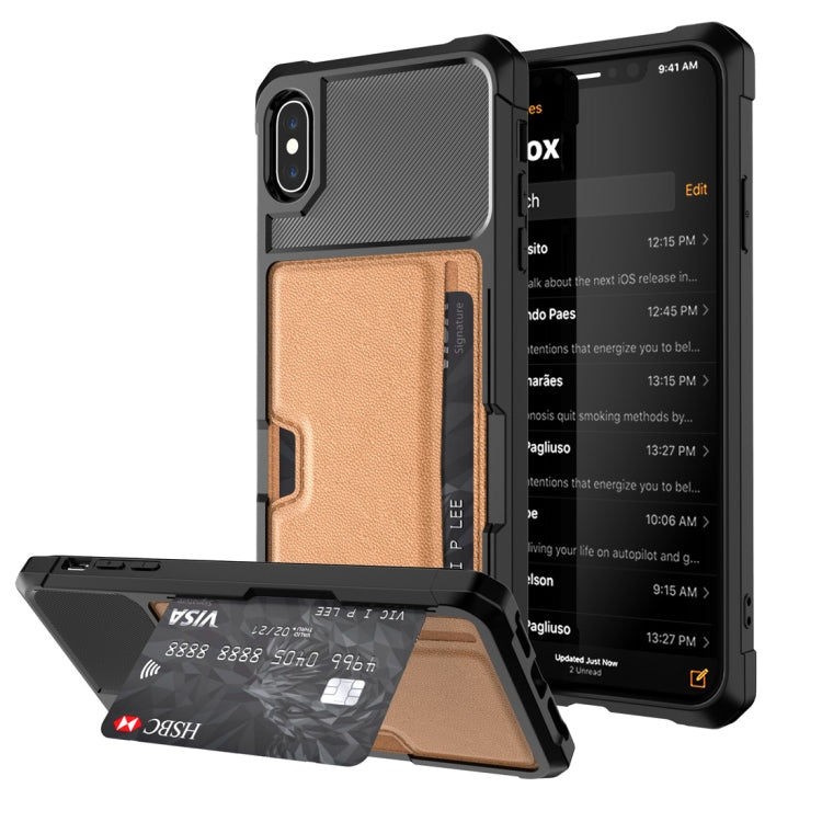 For iPhone X / XS Shockproof Magnetic PC Case with Card Slot