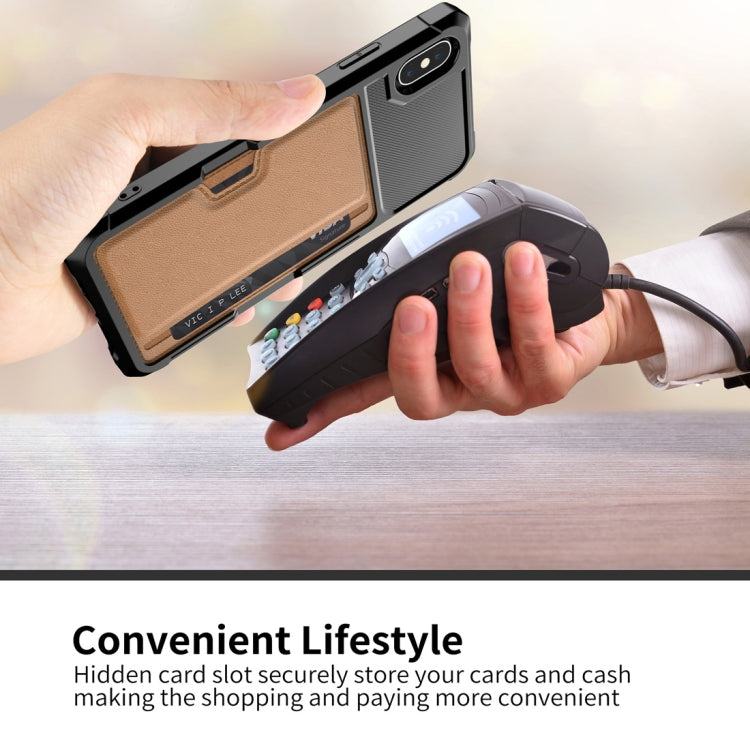 For iPhone X / XS Shockproof Magnetic PC Case with Card Slot