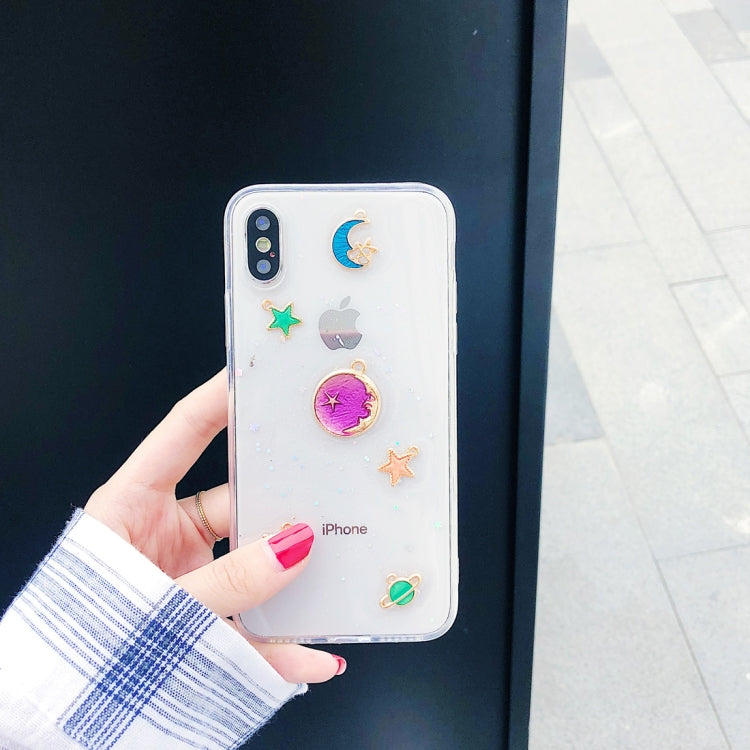 For iPhone X / XS Shockproof Epoxy Purple Planet Pattern Soft TPU Case