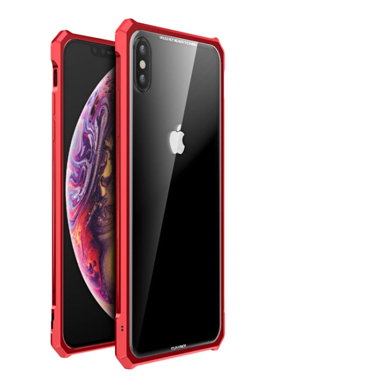 For iPhone XS Snap-on Aluminum Frame and Tempered Glass Back Plate Case