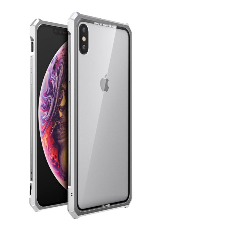 For iPhone XS Snap-on Aluminum Frame and Tempered Glass Back Plate Case
